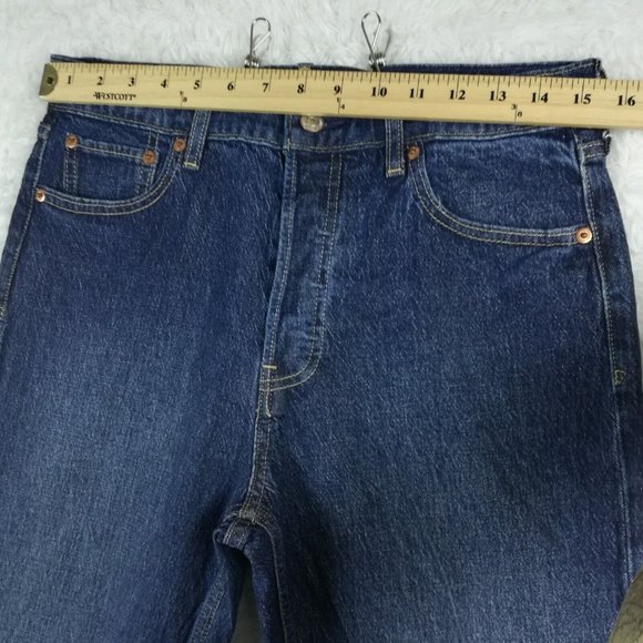 Gap Womens Jeans Cheeky Straight High Rise Blue Denim Dark Indigo Button Fly 29 - Picture 7 of 13